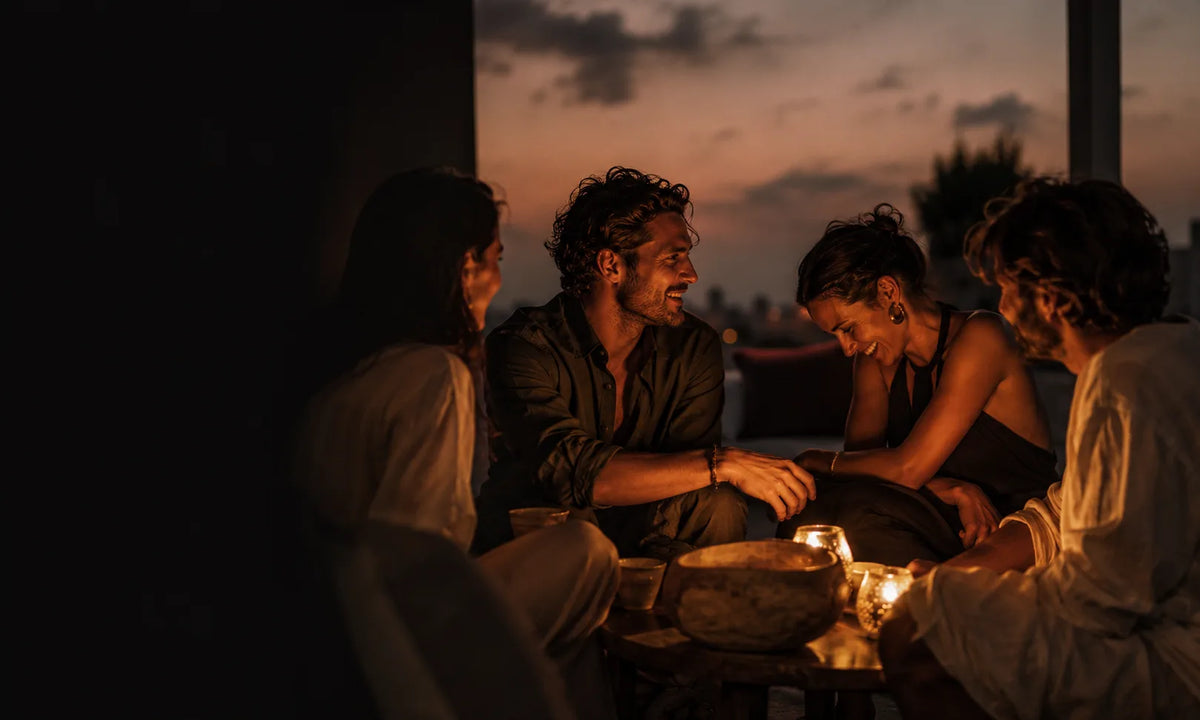 An evening gathering, warm and relaxed