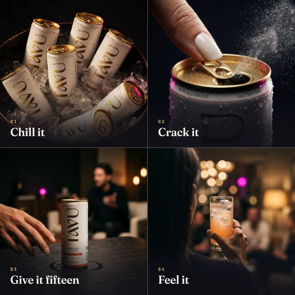 TAVU Unwind Peach Green Tea as an evening wind-down ritual